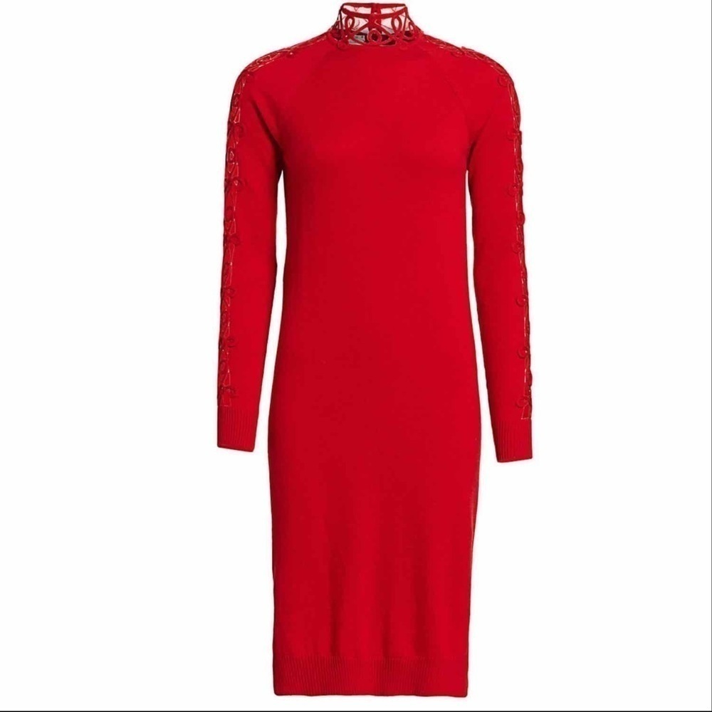 Fendi Lace insert cashmere blend sweater dress